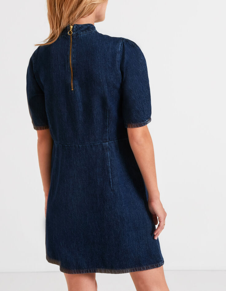 Jeansjurk authentiek donkerblauw opstaande kraag I.Code-3