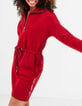 I.Code candy red zip-neck sweatshirt dress-3