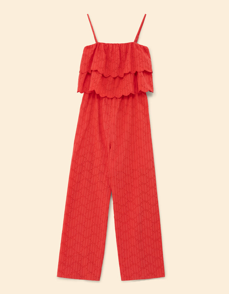 Combinaison-pantalon rouge broderie anglaise I.Code-4