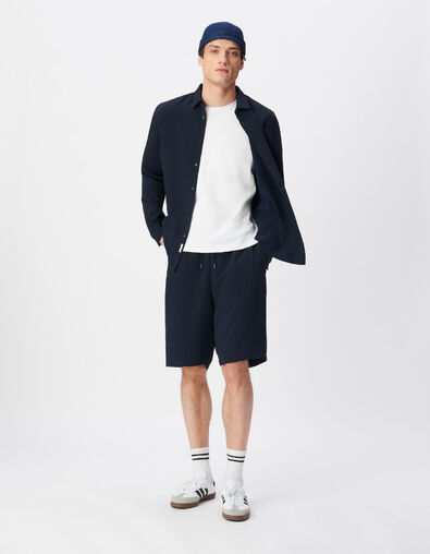 Herren slim navy seersucker DRY FAST Hemd - IKKS