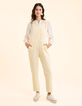 Ecru Jeanslatzhose gelbe Streifen I.Code-4