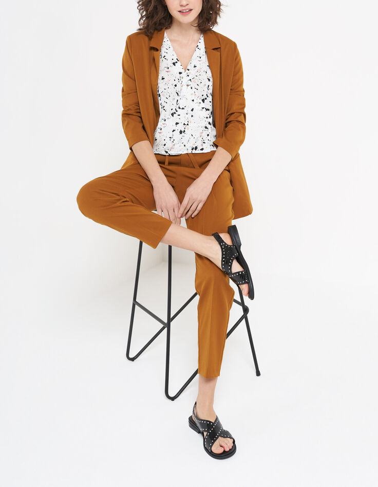 Pantalon de costume camel avec ceinture à nouer I.Code-1