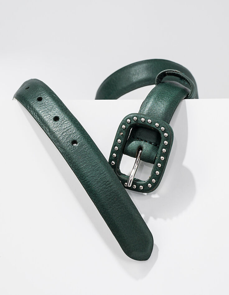 Cinturón verde pinegreen hebilla con remaches I.Code-3