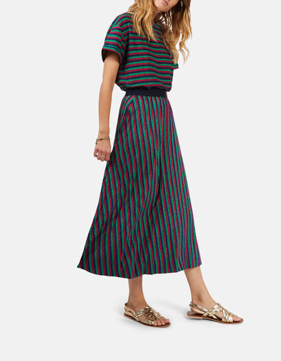 Magentaroter, langer Rock mit Glitzer und Streifen I.Code