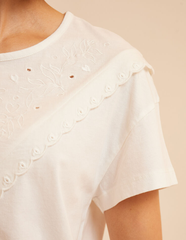 T-shirt blanc à broderie florale I.Code-4 T-shirt blanc à broderie florale I.Code-4