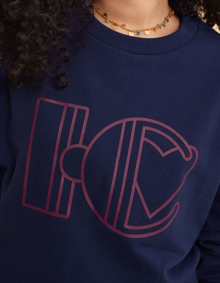 Sweat bleu monogramme flocage gomme I.Code-5