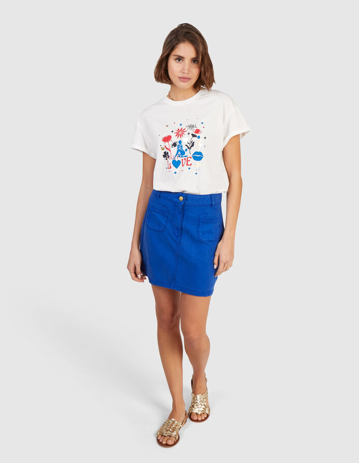 I.Code T-shirt with arty woman image and slogan - I.CODE