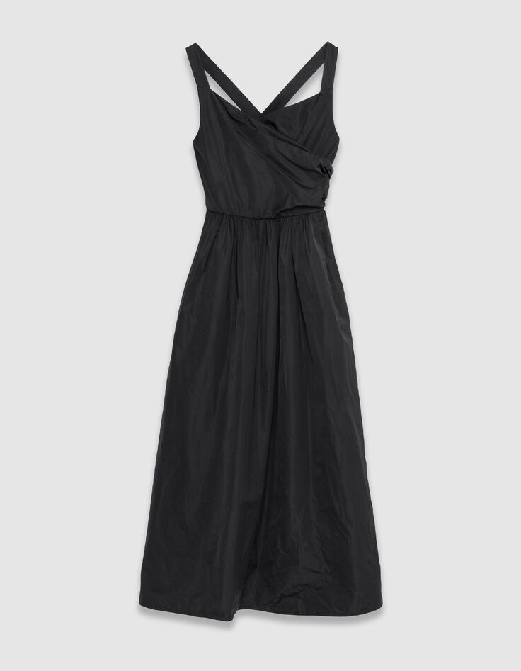 Damesjurk chique zwarte tafzijde strapless-7
