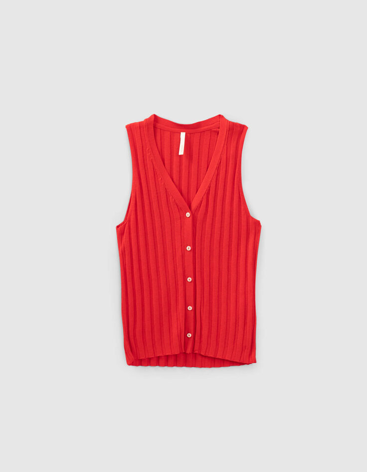 Cardigan cherry tricot côtelé sans manches I.Code-6