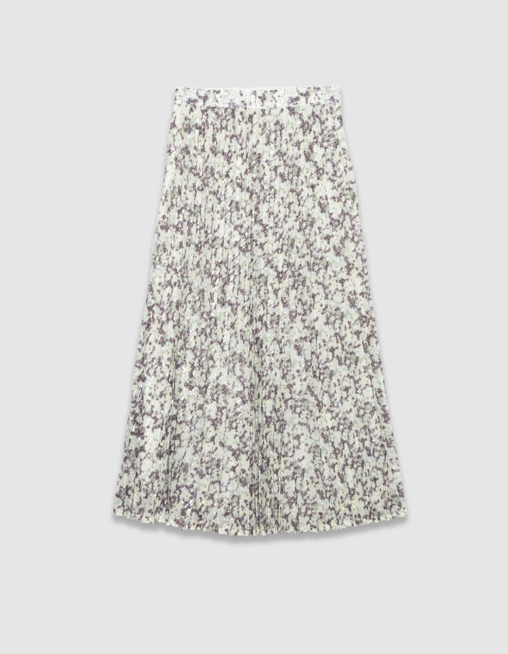 Gr&uuml;ner Damen-Camouflage-Faltenrock mit Paillettenstickerei-8