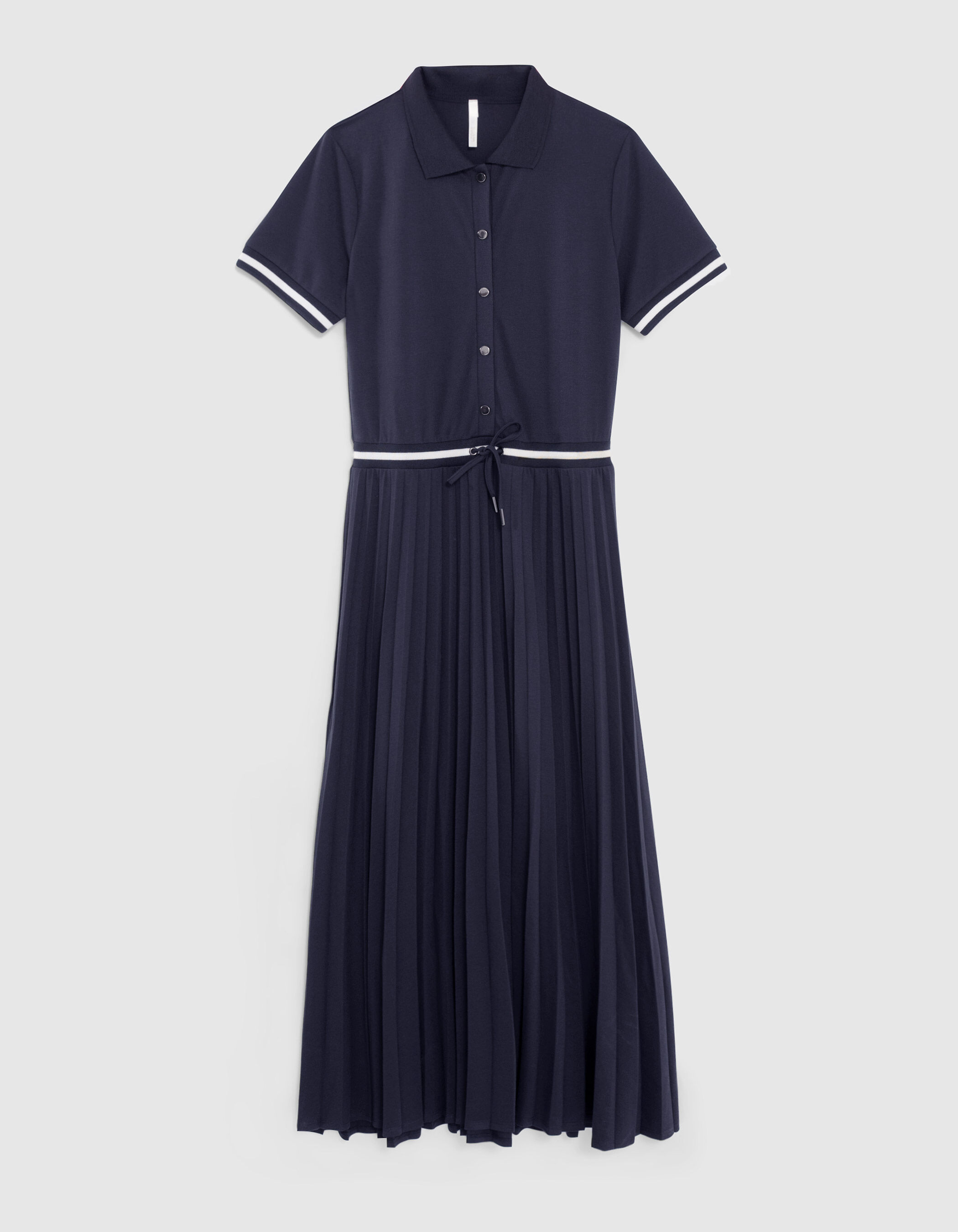 Robe longue marine maille piquee plissee I.Code