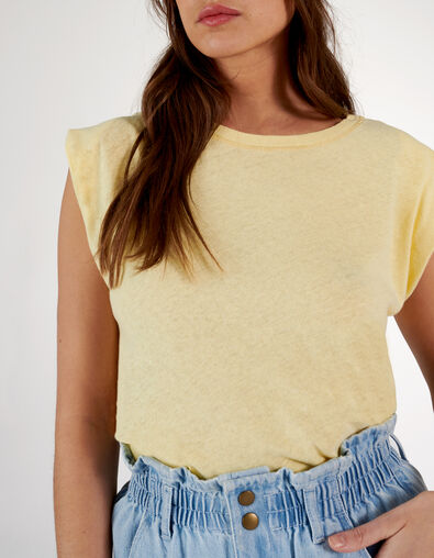 I.Code yellow round-neck T-shirt with gold seam - I.CODE