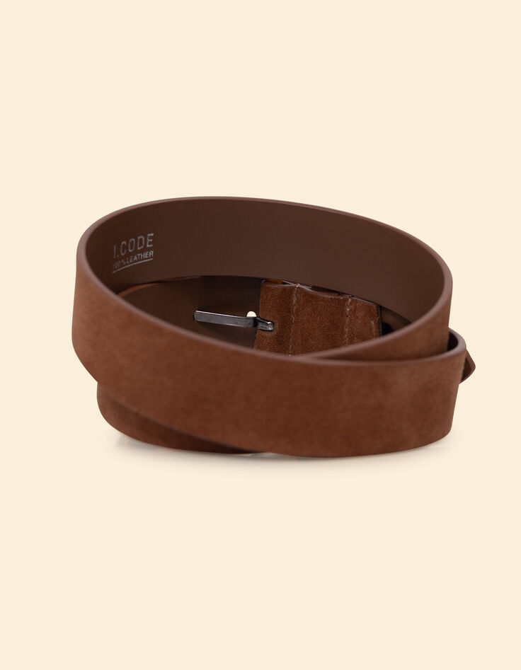 Ceinture camel cuir velours boucle écaille I.Code-3