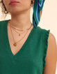 I.Code green lurex knit sleeveless sweater with ruffles-6