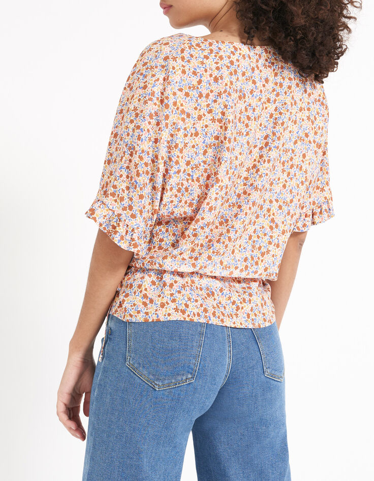 Top cruzado con estampado de flores de verano en rosa agua de I.Code-2