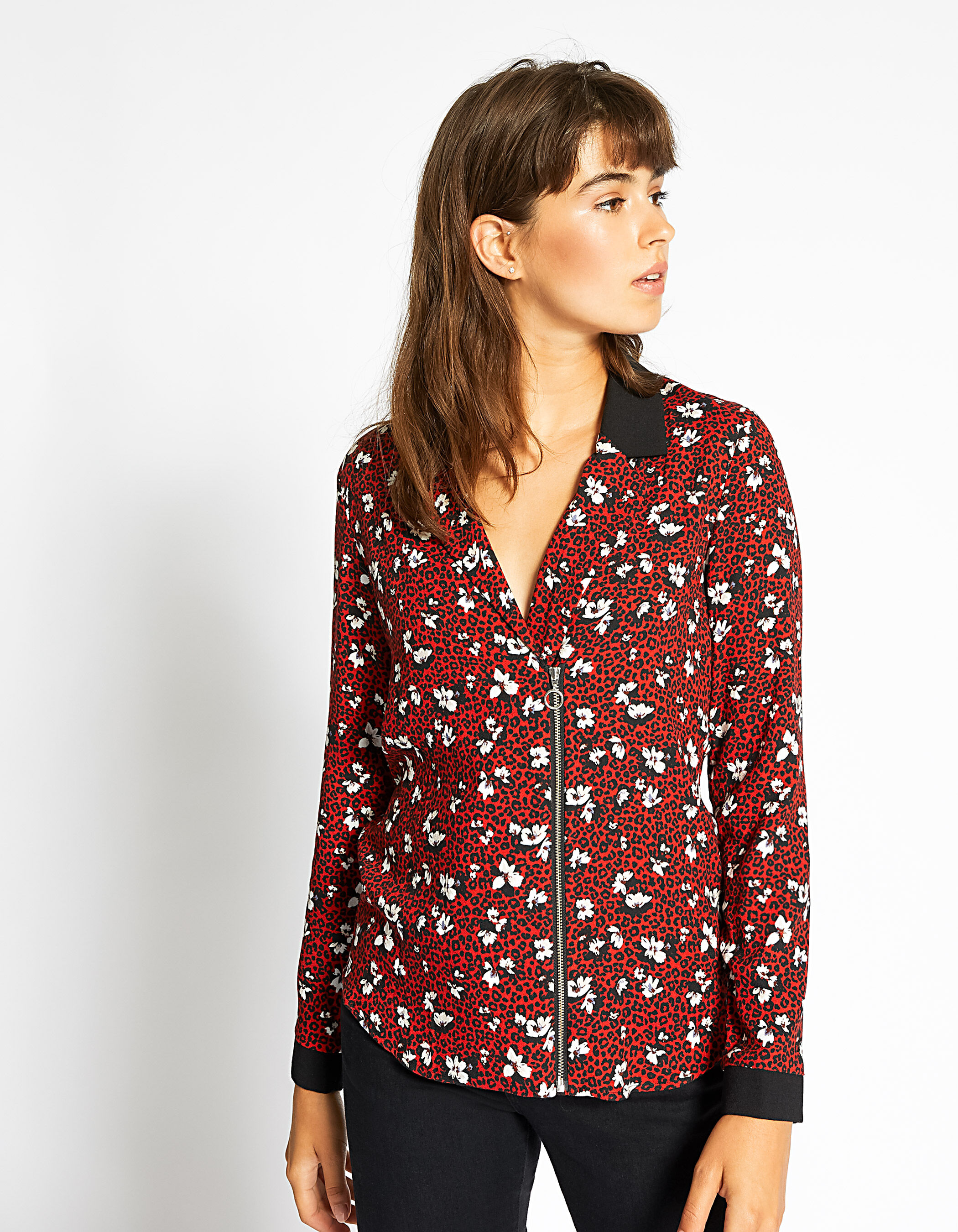 Chemise leopard sale rouge