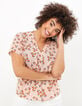I.Code hibiscus floral and polka dot print top-2