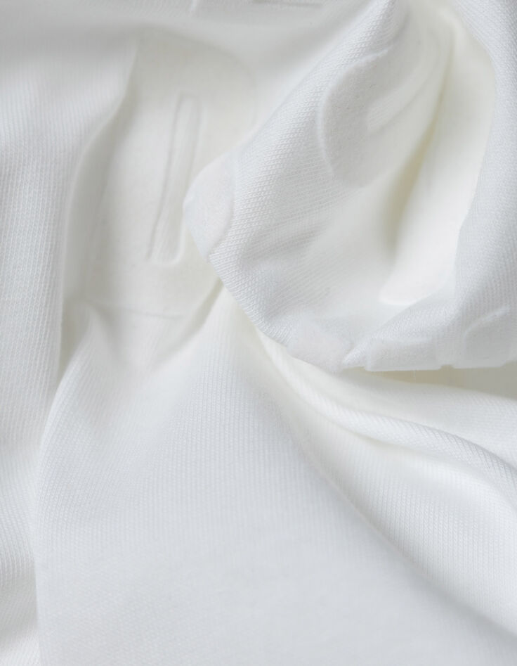 Camiseta con mensaje flocado de terciopelo blanco-9