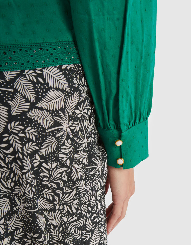 Chemise vert prairie jacquard et broderie I.Code -3 Chemise vert prairie jacquard et broderie I.Code -3