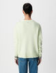 Gr&uuml;ner Pullover aus Alpakamischung f&uuml;r Damen mit Botschaft-3