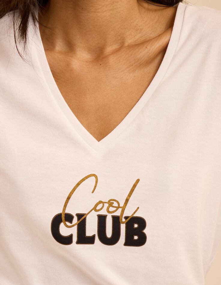 Weißes T-Shirt zweifarbige Schrift I.Code-5 Weißes T-Shirt zweifarbige Schrift I.Code-5