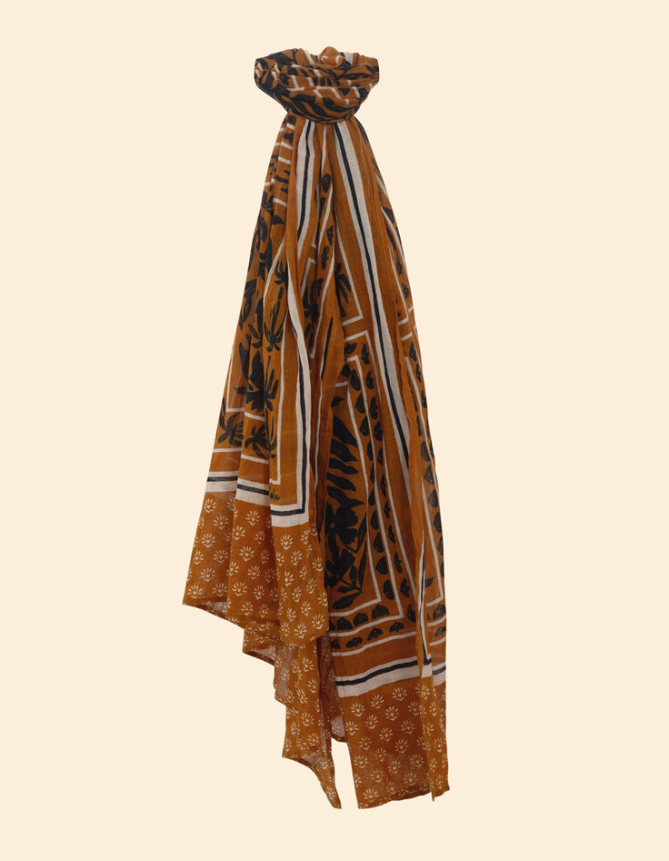 Camel mix floral heart scarf and plant bandana I.Code-3