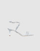 Goldfarbene Damen Ledersandalen mit Absatz-1