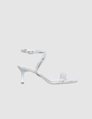 Goldfarbene Damen Ledersandalen mit Absatz - IKKS