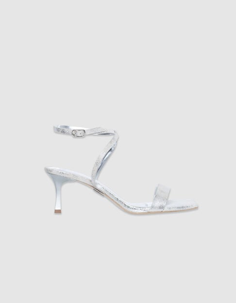Goldfarbene Damen Ledersandalen mit Absatz - IKKS