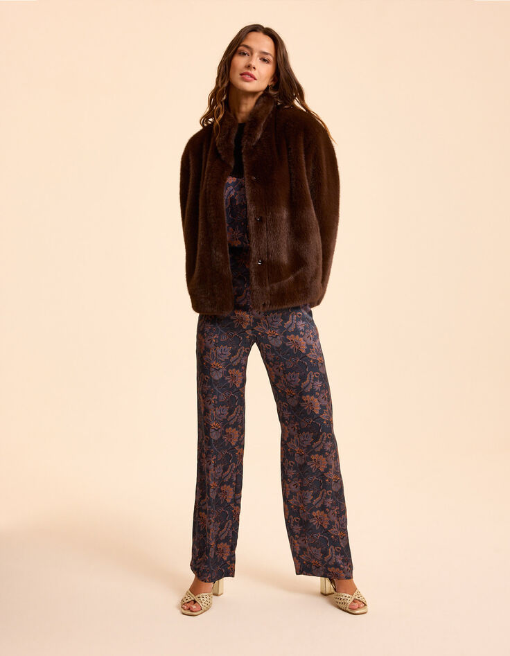 Pantalón ancho violeta estampado pañuelo I.Code-6