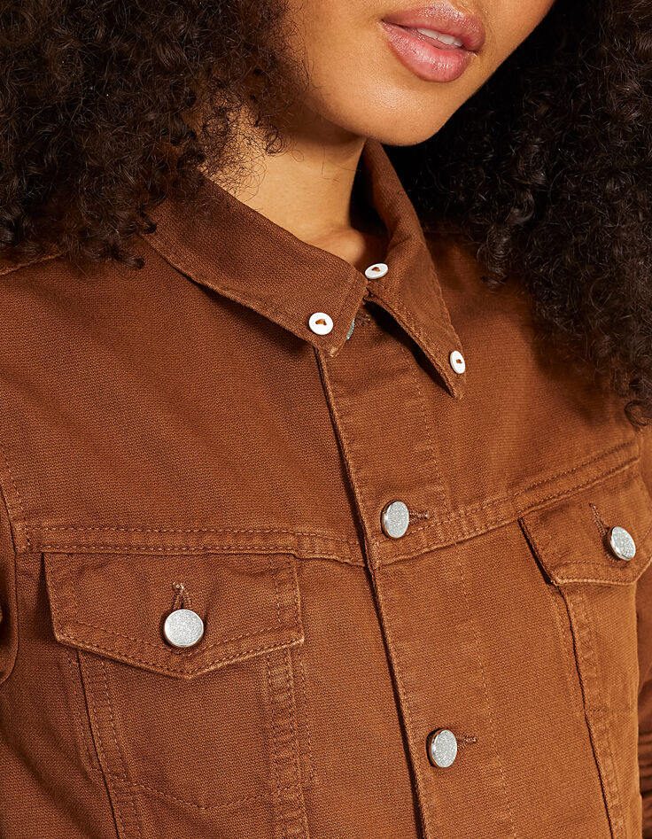 Veste en jean cognac à boutons paillettes I.Code -3