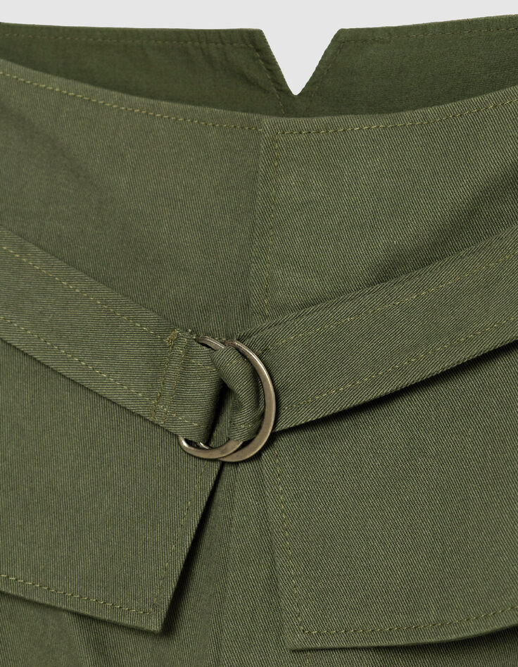 Khaki Shorts mit hoher Taille Damen-8