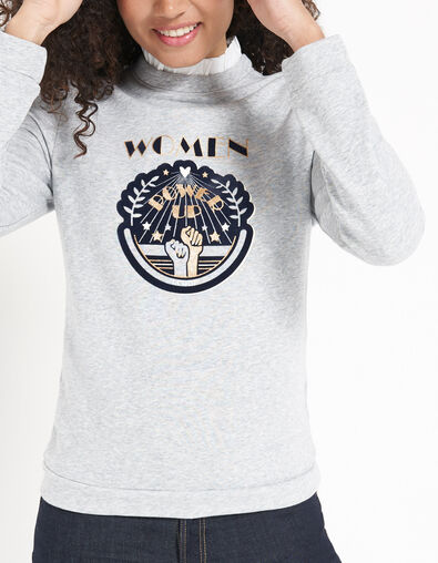 I.Code grey marl flocked sweatshirt with detachable collar