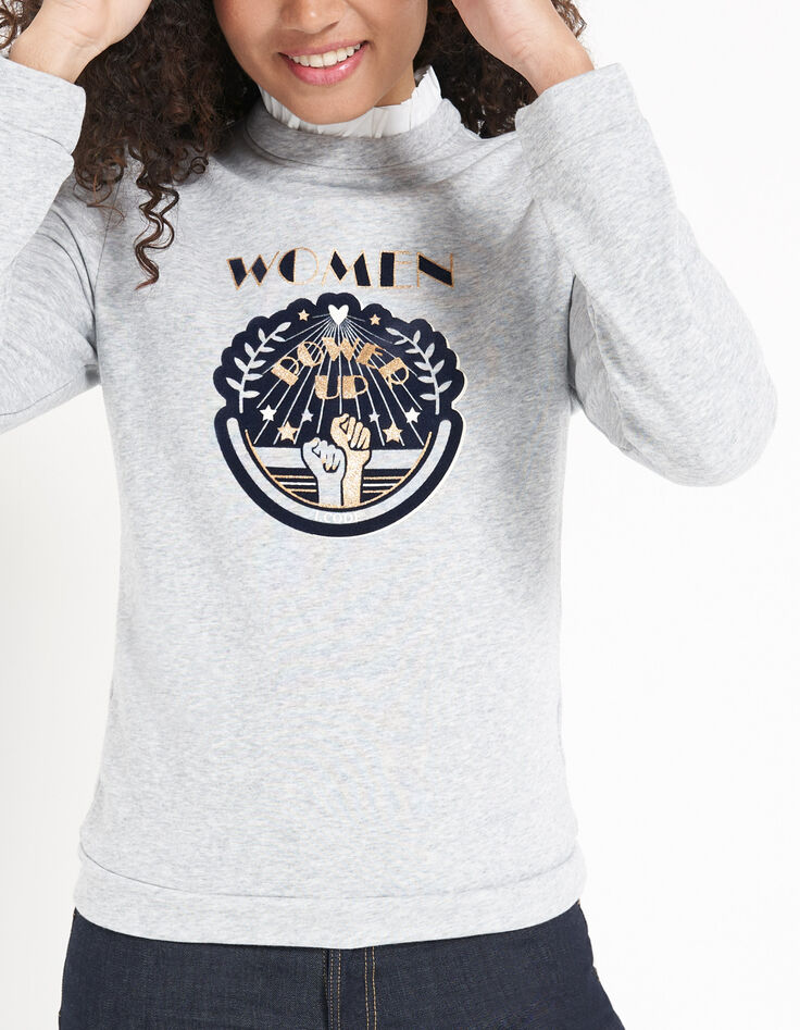 I.Code grey marl flocked sweatshirt with detachable collar-1 I.Code grey marl flocked sweatshirt with detachable collar-1