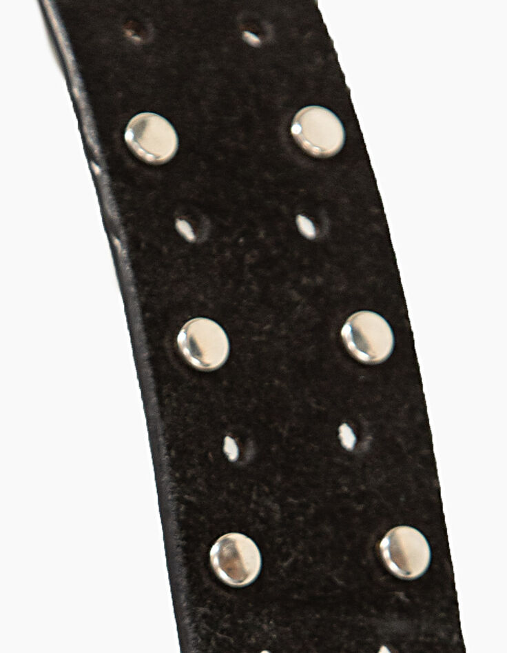 Schwarzer Veloursledergürtel mit Nietenbesatz I.Code-3