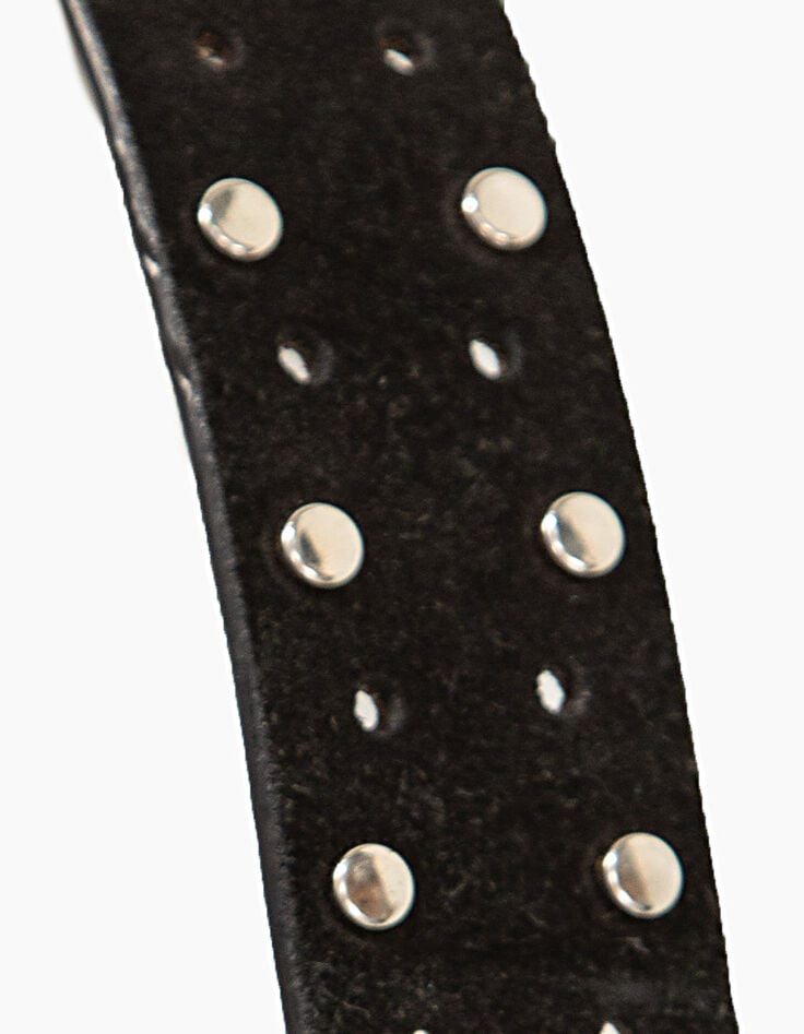 Schwarzer Veloursledergürtel mit Nietenbesatz I.Code-3 Schwarzer Veloursledergürtel mit Nietenbesatz I.Code-3