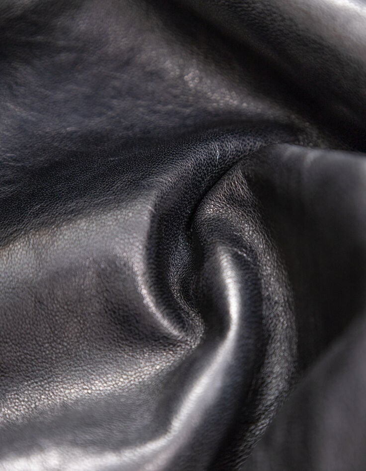 Schwarze Herrenbomberjacke aus Leder mit Futter-9