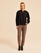 I.Code black blouse with stitched pleats and lace bands-6