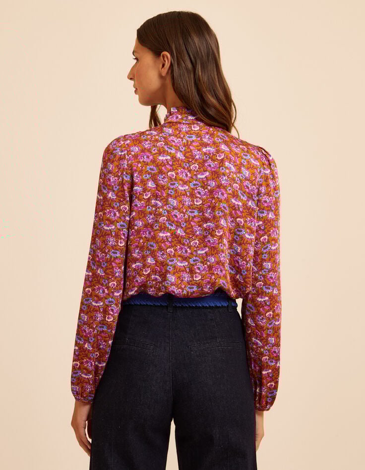 I.Code camel blouse with anemone print-4 I.Code camel blouse with anemone print-4