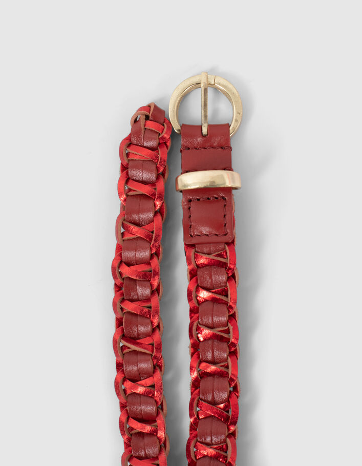 I.Code candy red woven leather belt - I.CODE