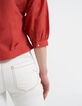 Blouse terracotta à broderies ton sur ton I.Code-6