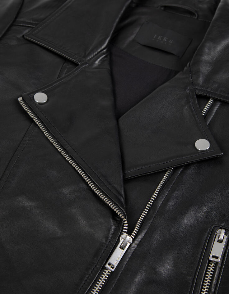 Schwarze Bikerjacke aus Leder f&uuml;r Damen-8