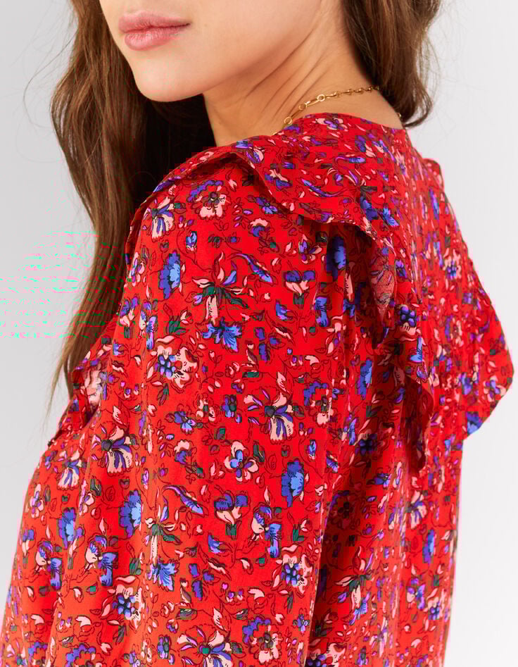 Blouse cherry esprit lingerie imprimé fleurs d'été I.Code-3