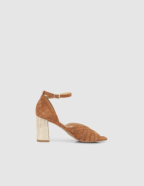 I.Code larch suede sandals with gold heels