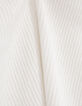 Cremefarbener Damen-Rippstrickpullover mit Nieten-9