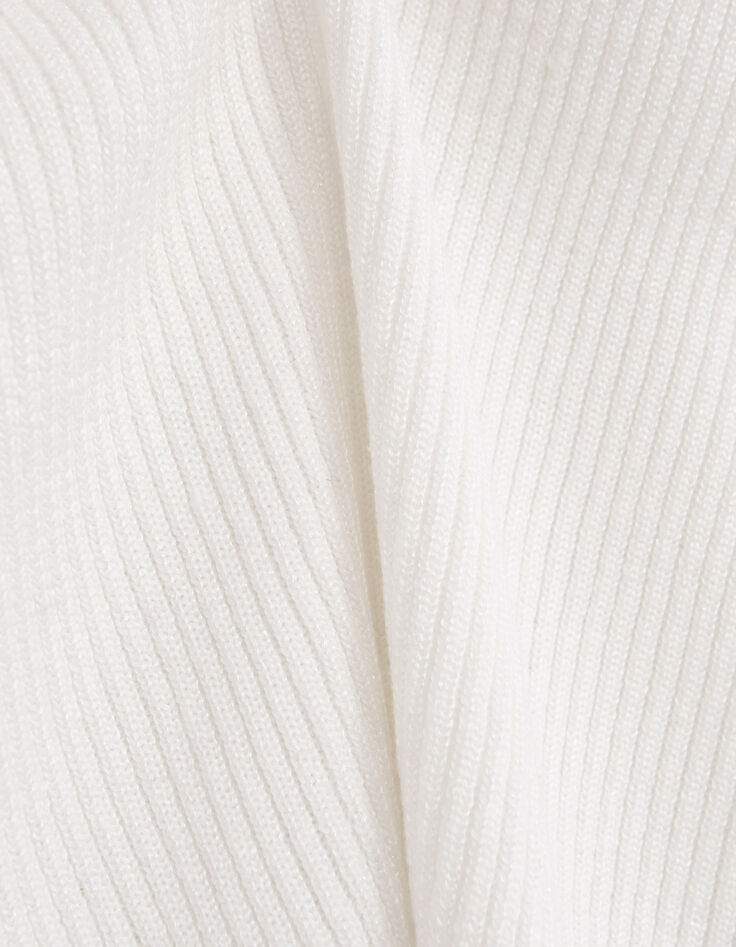 Cremefarbener Damen-Rippstrickpullover mit Nieten-9