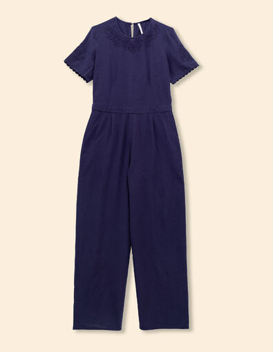 Navy Embroidered Jumpsuit for Women