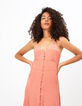 I.Code watermelon pink waffle midi dress-1