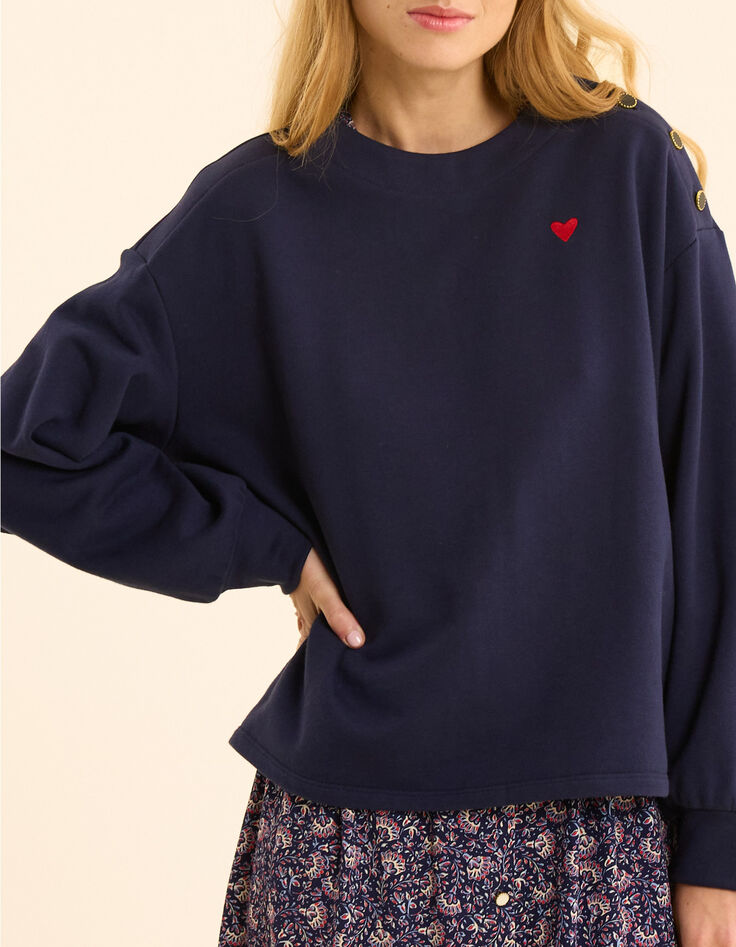 Sweat marine broderie c&oelig;ur I.Code-2