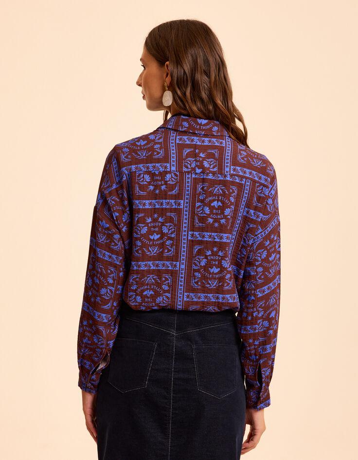 Overhemd lange mouwen patchwork tekst I.Code-3